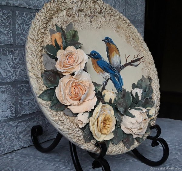 Скульптурная живопись розы и птицы видеоурок