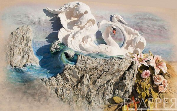 Барельеф лебеди на стене