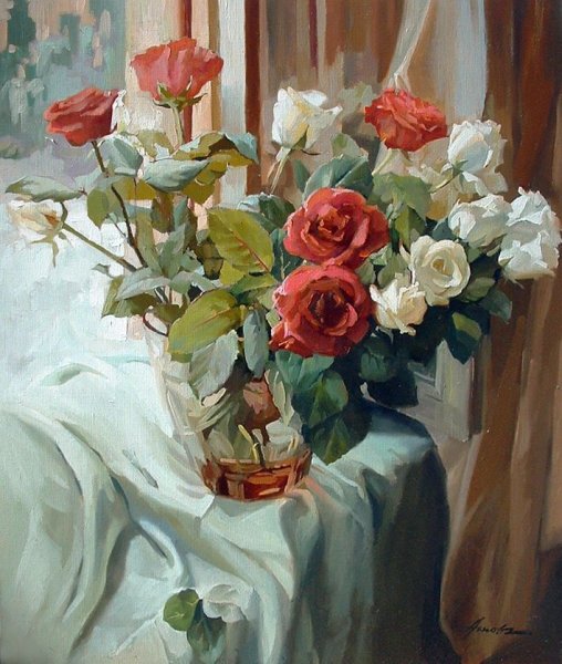 Розы в живописи маслом
