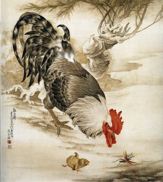 Китайская живопись гунби тигр