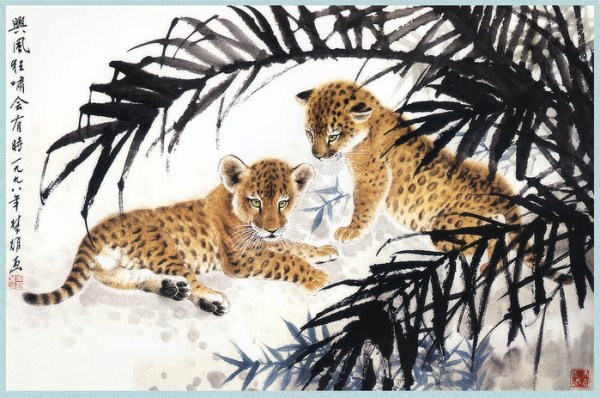 Китайская живопись гунби тигр