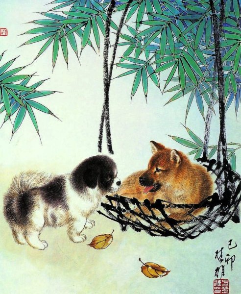 Китайская живопись гунби тигр