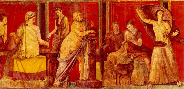 Древнеримский пир фреска