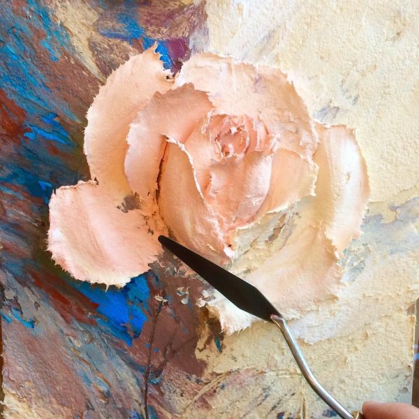 Скульптурная живопись мастихином роза