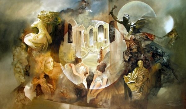 В метро". Картина Дмитрия Жилинского