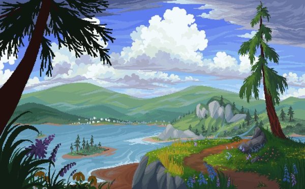 Пейзаж гуашью