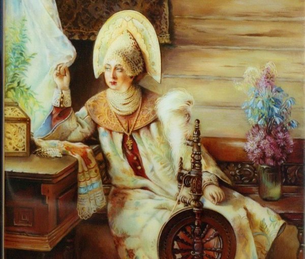 Старушка с прялкой