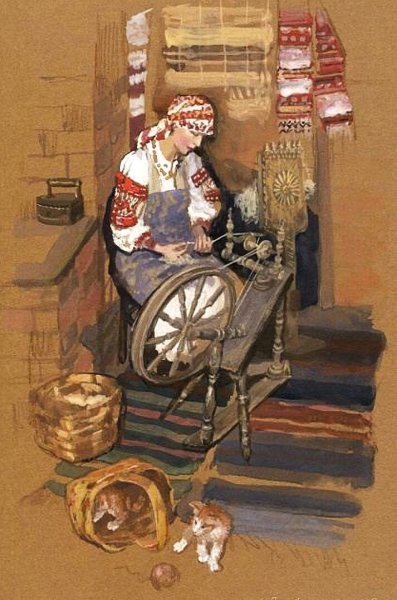 Милорадович Сергей Дмитриевич русская Боярышня за прялкой