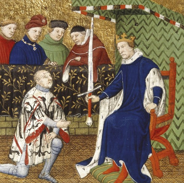 Книжная миниатюра средневековья Франции рыцарь