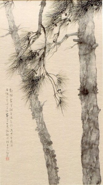 Суми-э сосна