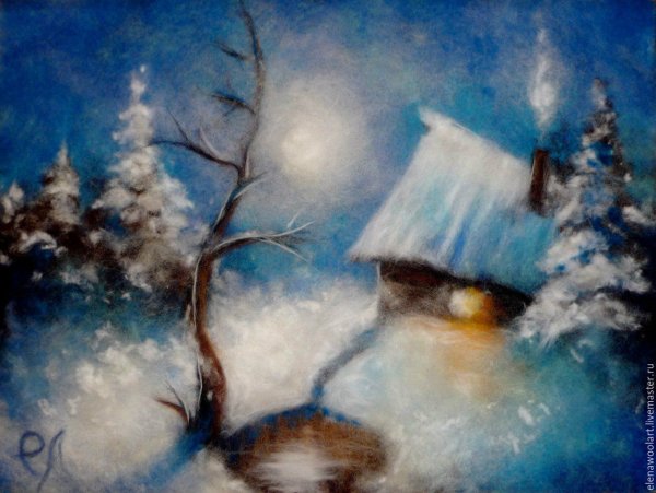 Зимние картины шерстью