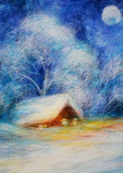 Зимние картины шерстью