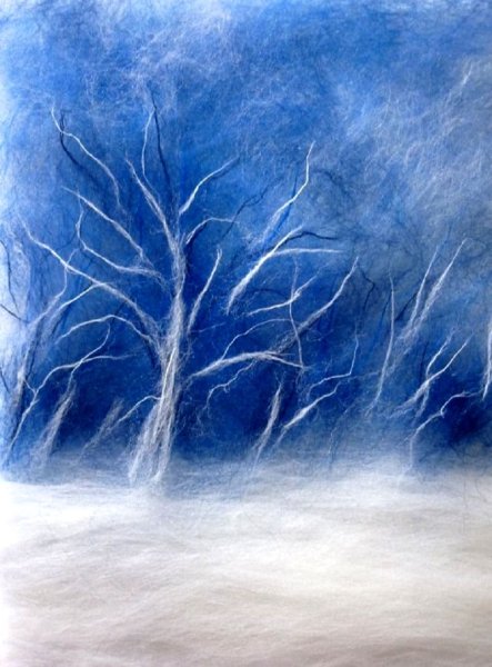 Зимний пейзаж шерстью мастер-класс