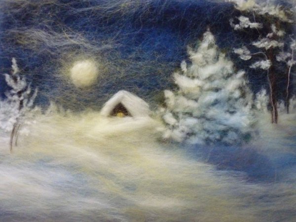 Шерстяная акварель Снегири