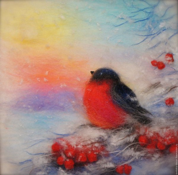 Зимнее панно из шерсти