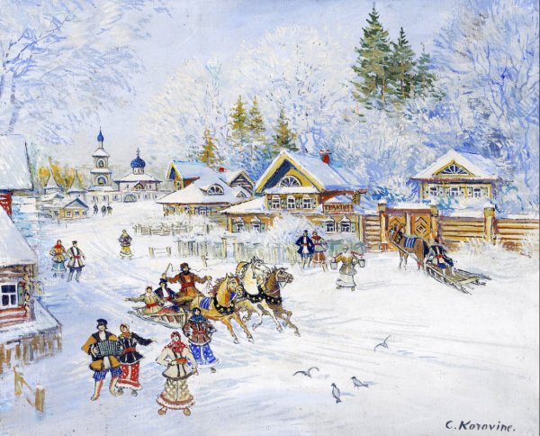 Коровин Константин Алексеевич (1861 - 1939) зимняя деревня.