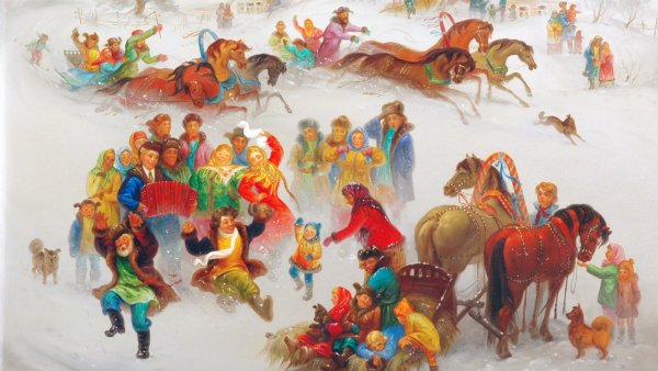 Федоскинская лаковая живопись тройка