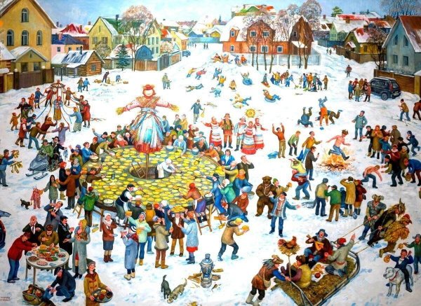 Борис Кустодиев, «масленичное катание». 1919