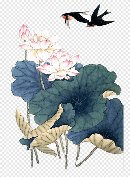 Китайская японская живопись Лотос