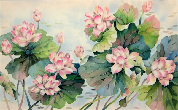 Лотос акварель Китая
