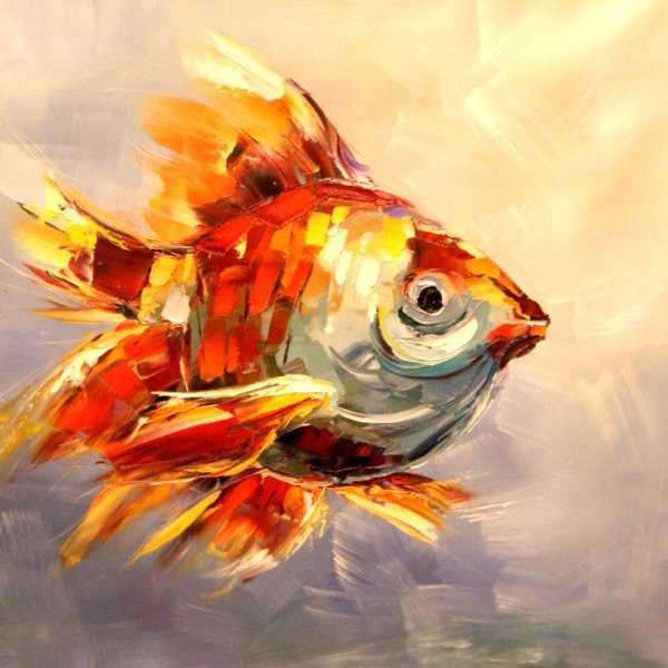 Рыбки маслом на холсте