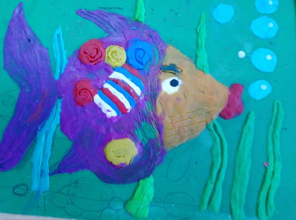 Пластилиновая живопись подводный мир