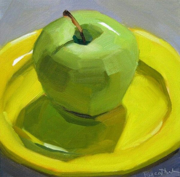 Этюд яблока гуашью