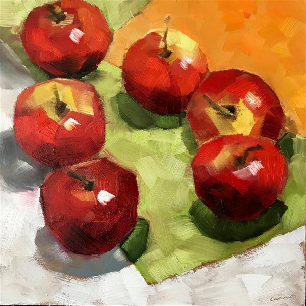 Яблоня гуашью