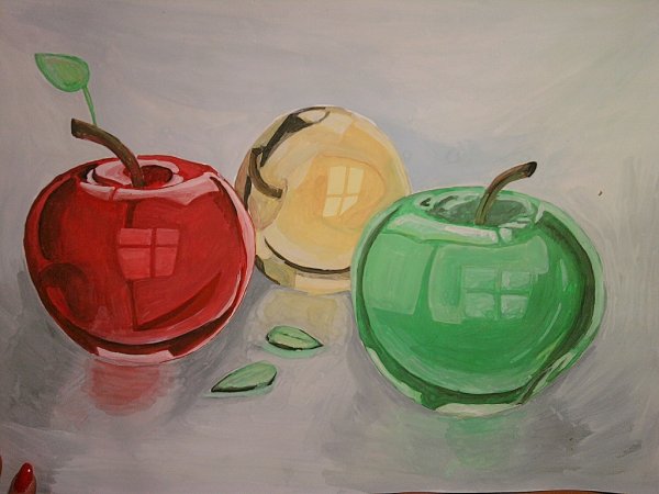Яблоко красками