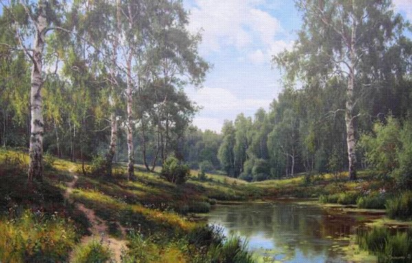 Художник Игорь Прищепа пейзаж Лесная река