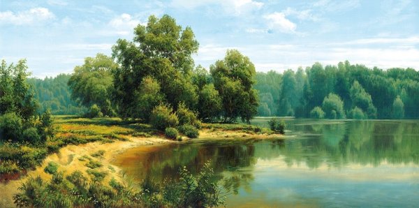 Художник Игорь Прищепа пейзаж Лесная река