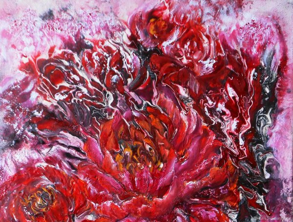 Пионы цветы живопись Авангард экспрессионизм