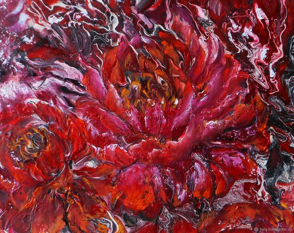 Пионы мастихином акрилом