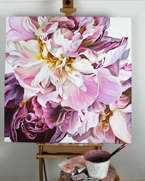 Интерьерная живопись маслом пионы