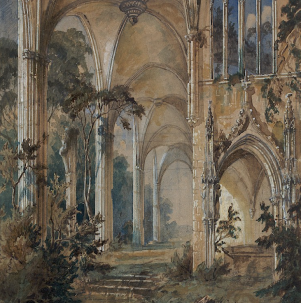 Внутренний вид готической церкви 1656