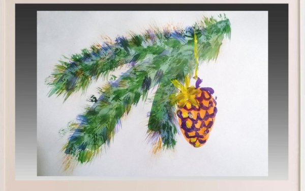 Рисование ветки ели