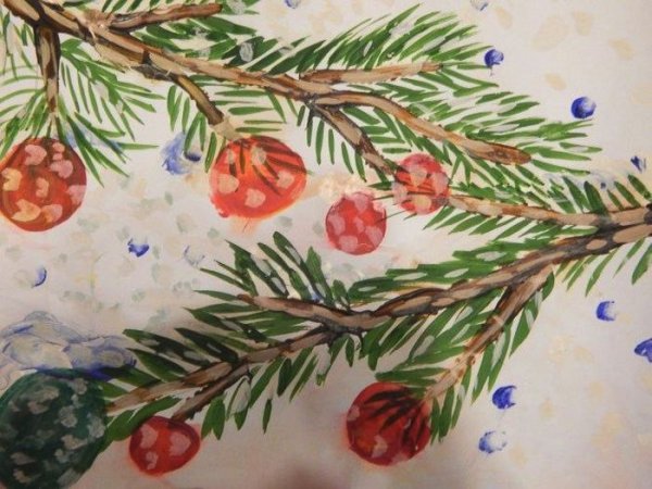 Рисование Еловая веточка