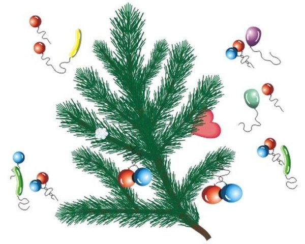Елочная ветка красками для детей
