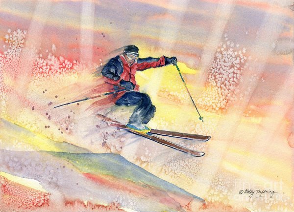 Лыжи акварель