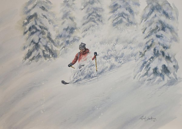 Картинам горный склон с лыжами