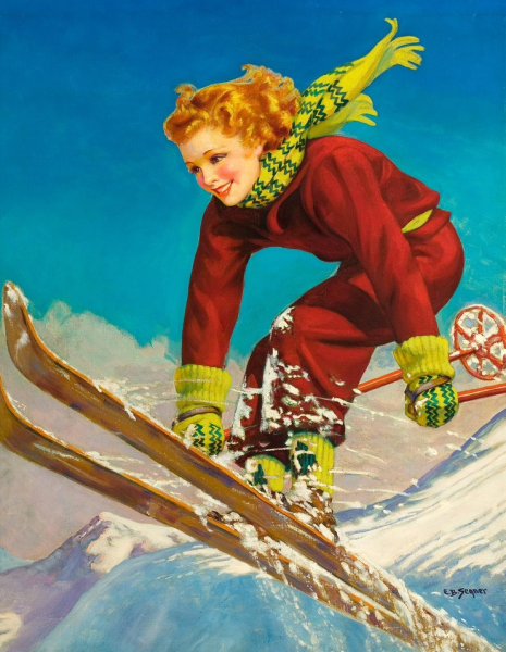 Девочка на лыжах