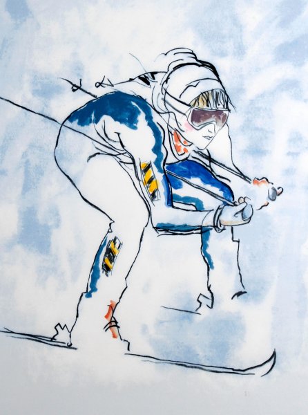 Лыжи акварель