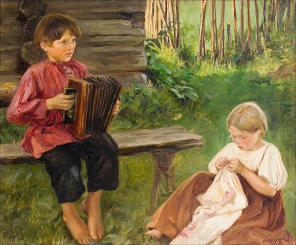 Сергей Есенин и гармонь