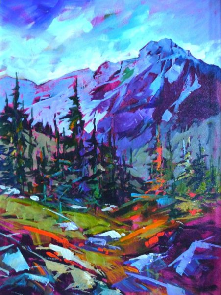 Горы пейзаж мастихином