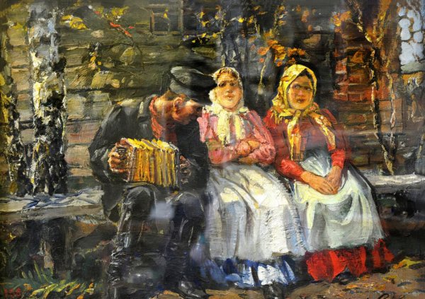 Савелий Сорин «партизанка. Девушка с гармонью», 1945 г.