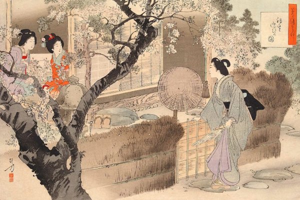 Чайная церемония в Японии гравюра