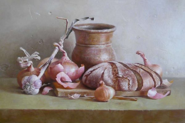 «Натюрморт с хлебом и ветчиной» Карло маджини