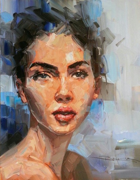 Лицо мужчины гуашью