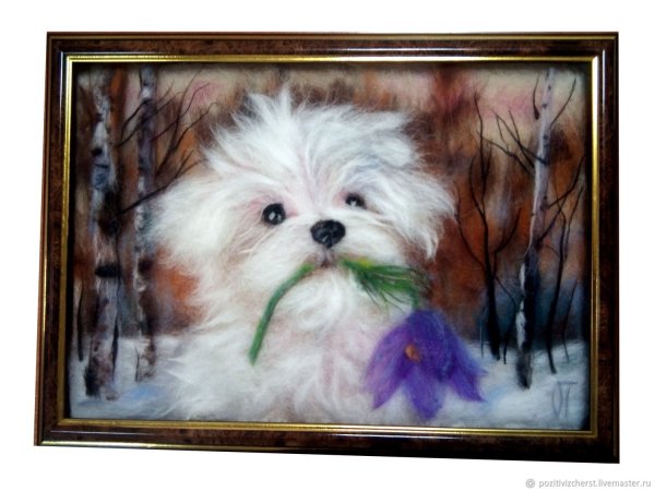 Картины из шерсти собаки