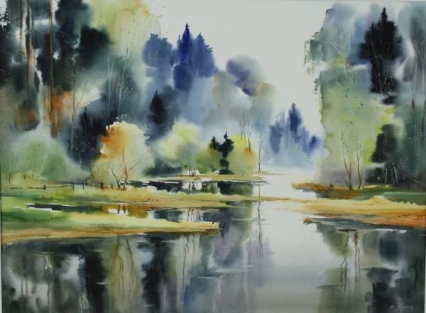 Мария Гинзбург акварель пейзажи